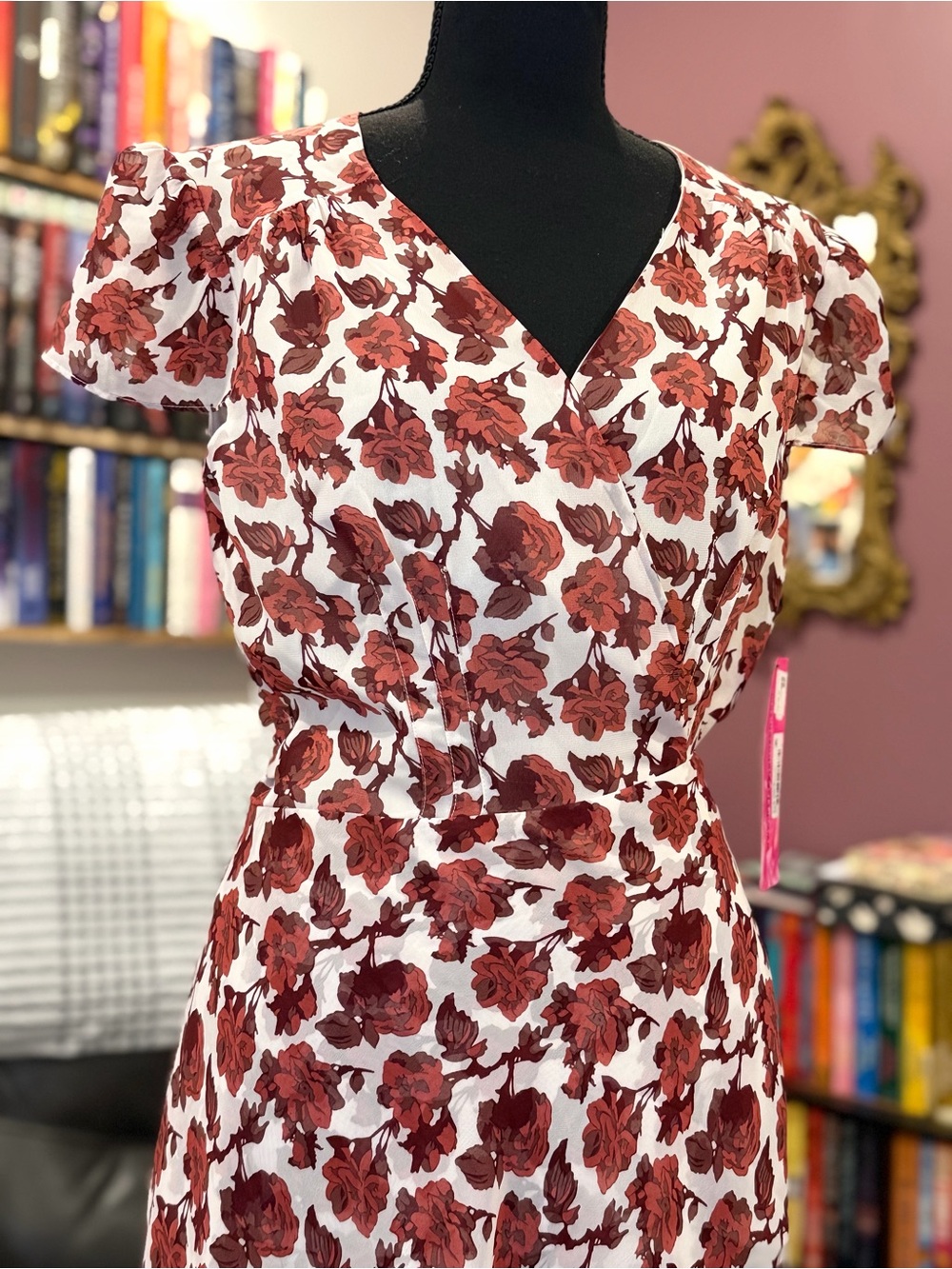 Betsey Johnson Rose Print Hi-Low Wrap Dress Women's Size 8 NWT